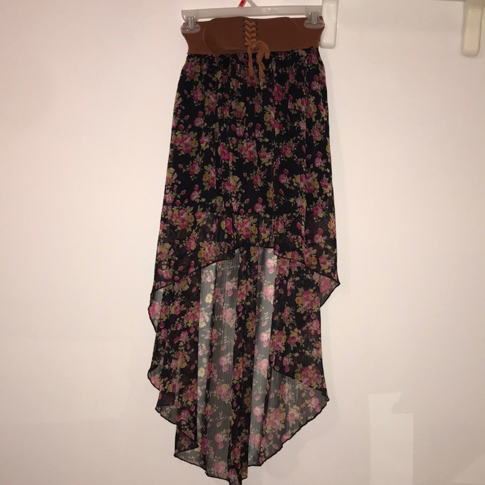 Asymmetrical Skirt with Flowers